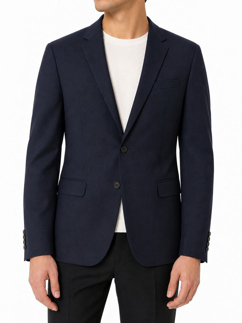 Sandro Paris Men Navy Wool Blazer Two Button Sport Coat Jacket Blazer Size 52